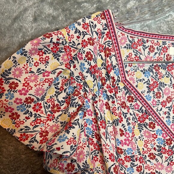 Women Colorful Girly Bloomcore Ditzy Floral Chiffon Flutter Sleeve Top XL* - Picture 3 of 13